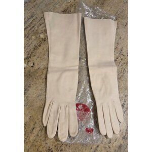Vintage Womens Size XS S 6.5 Beige Cotton Formal 14" Long Gloves Millay